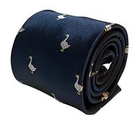 Frederick Thomas Navy Men’s Tie with White Goose and Duckling Embroidered Design, Classic 8cm Width, Classic Novelty Necktie for Office, Weddings, Birthday and Formal Occasions