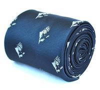 Frederick Thomas Navy Tie with Sherlock Holmes Pattern and Rear Floral Detail, 147cm Length Necktie Men’s Tie Ideal For Formal, Wedding or Office Wear, Classic 8cm Width