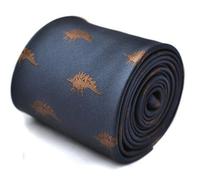 Frederick Thomas Navy Tie with Stegosaurus Embroidered Design, Signature Floral Rear, 147cm Long Microfibre Necktie for Men, Formal Office or Wedding Wear