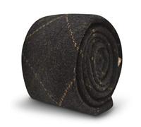 Frederick Thomas navy tweed wool men’s tie with subtle orange check, Slim business style 6.5cm width 147cm length necktie ideal for office, formal occasions, weddings, and dinner parties