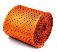 Frederick Thomas orange and pin spot tie with signature floral design to the rear