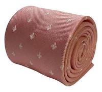 Frederick Thomas Pale Baby Blush Pink Men’s Tie with Fleur de Lis Design, classic 8cm width 147cm Length Classic Novelty Necktie Ideal for Office, Wedding, Party or Birthday