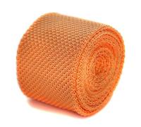 Frederick Thomas Peach Pale Orange Skinny Knitted Tie with Slim 5cm Width, Modern Style Necktie Perfect for Office Wear, Weddings, Formal Events, Business and Dinner Parties