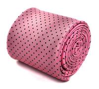 Frederick Thomas pink and black pin spot tie with signature floral design to the rear