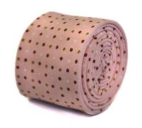 Frederick Thomas Pink Spotted 100% Cotton Tie, Slim 6.5cm Width, 147cm Length Fine Tailoring Necktie Ideal for Daily Office Wear, Weddings, Formal Events and Dinner Parties