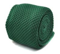 Frederick Thomas Plain Green Skinny Knitted Men’s Tie with Flat End, 147cm Length Necktie Ideal for Formal Wear, Office Outfits and Weddings, Classic 5cm Width