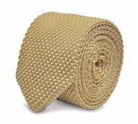 Frederick Thomas Plain Ivory Knitted Tie with Pointed End, slim 5cm Width, 147cm Length Classic Design Necktie Perfect for Office Wear, Weddings, Formal Occasions and Business Meetings