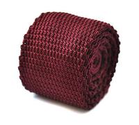 Frederick Thomas Plain Maroon Knitted Tie, Slim 5cm Width, 147cm Length Slim Wool-Blend Necktie for Formal Business, Casual Office Wear and weddings