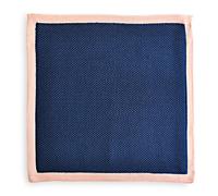 Frederick Thomas Plain Navy Blue Knitted Pocket Square with Pink Edging Silk Pocket Square, Ideal for Office, Formal and Special Occasions, Weddings, Dinner Parties, 30 x 30cm Size