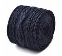 Frederick Thomas Plain Navy Blue Knitted Tie with Cable Knit Design, 147cm Length Microfibre Necktie for Office, Weddings, Formal Events and Daily Wear, Classic 6.5cm Width