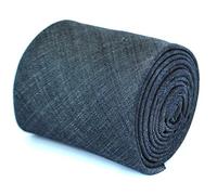 Frederick Thomas Plain Navy Blue Textured Linen Tie, Length 147cm British Design Necktie Ideal for Office Wear, Weddings, Formal Events and Dinner Parties, Slim 6.5cm Width