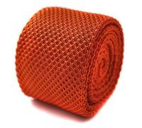 Frederick Thomas Plain Orange Knitted Tie with Pointed End - Stylish Men’s Accessory, Classic Design for Business & Casual Wear, Slim 5cm Width
