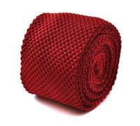 Frederick Thomas Plain Red Knitted Tie - Slim 5cm Width, 147cm Length Styling Necktie Ideal for Daily Office Wear, Weddings, Business Meetings, Formal Events and Dinner Parties
