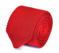 Frederick Thomas Plain Red Knitted Tie with Pointed End, Slim 5cm Width, 147cm Long Tailored Fashion Necktie Ideal for Office, Wedding, Formal Dinner, Business or Special Occasion