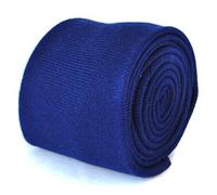 Frederick Thomas Plain Slim Dark Royal Blue 100% Wool Tweed Tie 6.5cm Width, Standard Tie Ideal for Office Wear, Weddings, Business, Formal Occasions and Dinner Parties