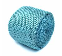 Frederick Thomas Plain Tiffany Turquoise Blue Knitted Tie - 147cm Length Tailored Finish Necktie Ideal for Daily Office Wear, Weddings, Business Meetings and Formal Events, Slim 5cm Width