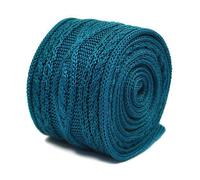 Frederick Thomas Plain Turquoise Knitted Tie with Cable Knit Design, in classic slim 6.5cm Width, Stylish and Textured, Ideal for Office, Weddings, Formal Events, Parties and Business Wear