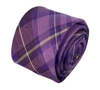 Frederick Thomas Purple Check Men’s Cotton Tie, Slim Fit Design, perfect for Office, Weddings, Formal Events, Classic British Tailoring, 147cm Length