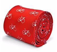 Frederick Thomas Red Men's Tie with Racing Bicycle Pattern, 8cm Width, Ideal for Weddings, Office, Special Occasions and Dinner Parties, Perfect for Gift
