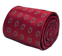 Frederick Thomas Red Silk Tie with Fish Pattern, 8.5cm Width, Classic British Designer Necktie, Luxury Woven Material
