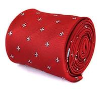 Frederick Thomas Red Tie with Fleur-de-Lis Pattern for Men, 8cm Width and 147cm Long, Classic Woven Standard Necktie, Formal Accessory for Office, Events and weddings