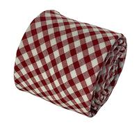 Frederick Thomas Red & White Gingham Check 100% Cotton Men’s Tie, classic 6.5cm width 147cm Length Classic Necktie Ideal for Office Wear, Formal Events, Weddings or Gift
