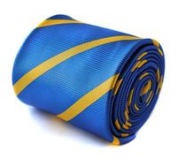 Frederick Thomas Royal Blue and Yellow Stripe Tie - 8cm Wide and 147cm Long, Men’s Necktie for Office, Wedding, Formal Events or Business Wear