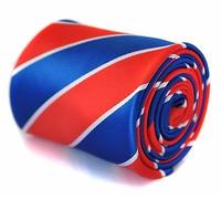 Frederick Thomas royal blue, red and white barber striped tie