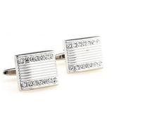 Frederick Thomas silver and white crystal rectangular cufflinks