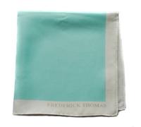 Frederick Thomas turquoise 100% silk pocket square with white edging, complements suits and shirts classic styling pocket square ideal for office wear, weddings and formal occasions, 30cm width