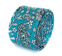 Frederick Thomas turquoise Mens Paisley Pattern Cotton Tie, 147cm Length Stylish Look Necktie Ideal of Office Wear Formal Occasions, Weddings and Dinner Parties, slim 6.5cm width
