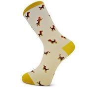 Frederick Thomas White Socks with Colourful Dog Design, Funky London Style, Animal Print, Cotton Blend, Sizes 6-9
