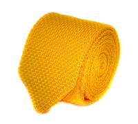 Frederick Thomas yellow gold plain knitted tie with pointed end in standard 8cm width
