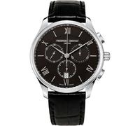 Frederique Constant Classic Chronograph Swiss Quartz Stainless Steel Case Watch and Black Leather Strap, Black Dial, Style:FC-292MB5B6