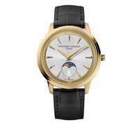 Frederique Constant Classics Moneta Moonphase 37mm Silver Dial Brown Leather Strap Watch
