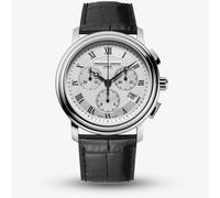 Frederique Constant Men's Quartz Watch with White Dial Chronograph Display and Black Leather Strap FC-292MC4P6