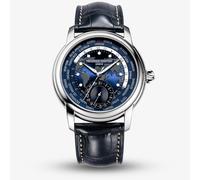 Frederique Constant Mens Classic Worldtimer Blue Leather Strap Watch FC-718NWM4H6