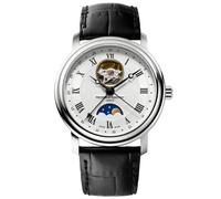 Frederique Constant Men's Mechanical Watch with White Dial Analogue Display and Black Leather Strap FC-335MC4P6