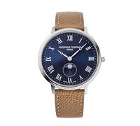 Fredrique Constant Classic Quartz Moonphase Silver Stainless Steel Case Watch and Brown Leather Strap Blue Dial, Style:FC-206RN3S6, Silver
