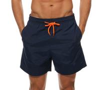 FREDRM Mens Swim Trunks Quick Dry Boardshorts with Mesh Lining Above Knee Swimwear Bathing Suits - Blue - Medium