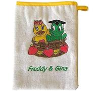 Freds Swim Academy 20111 Soft Velour Terry Cloth Wash Mitt with Fred & Gina Motif, Approx. 16 x 20 cm, White