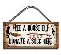 Free A House Elf Donate A Sock Here Wooden Funny Sign