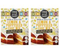 Free and Easy Lemon & Poppyseed Cake Mix, 350g - Zesty Citrus Flavour, Organic, Vegan & Gluten-Free (Pack of 2)