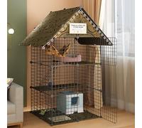 Free-Assembly Cat Crate, with Roof, Detachable 3 Tier Indoor Cat Enclosure, Cat Kennels, for Cats, Bunny, Chinchilla (Style2 A)