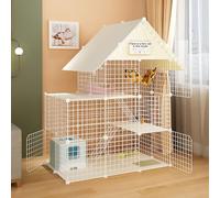 Free-Assembly Cat Crate, with Roof, Detachable 3 Tier Indoor Cat Enclosure, Cat Kennels, for Cats, Bunny, Chinchilla (Style4 111x75x146)