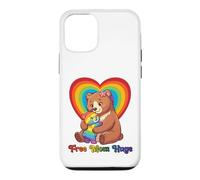 Free Bear Mom Hugs Pride Heart LGBTQ Ally Inclusion Support Case for iPhone 12/12 Pro