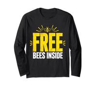Free Bees Inside Funny Beekeeper Humor Distressed Text Long Sleeve T-Shirt