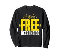 Free Bees Inside Funny Beekeeper Humor Distressed Text Sweatshirt