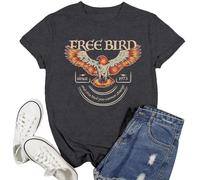 Free Bird Eagle Since 1973 Print T Shirt for Women Party, Black, XXL