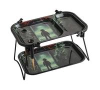 Free Boy Rolling Tray Cone Loader with Metal Lid, 9'' x 6'' Decorative Metal Tray-Foldable Stand Filler for King Size & 1 1/4 Size - Perfect for Home or On-The-Go